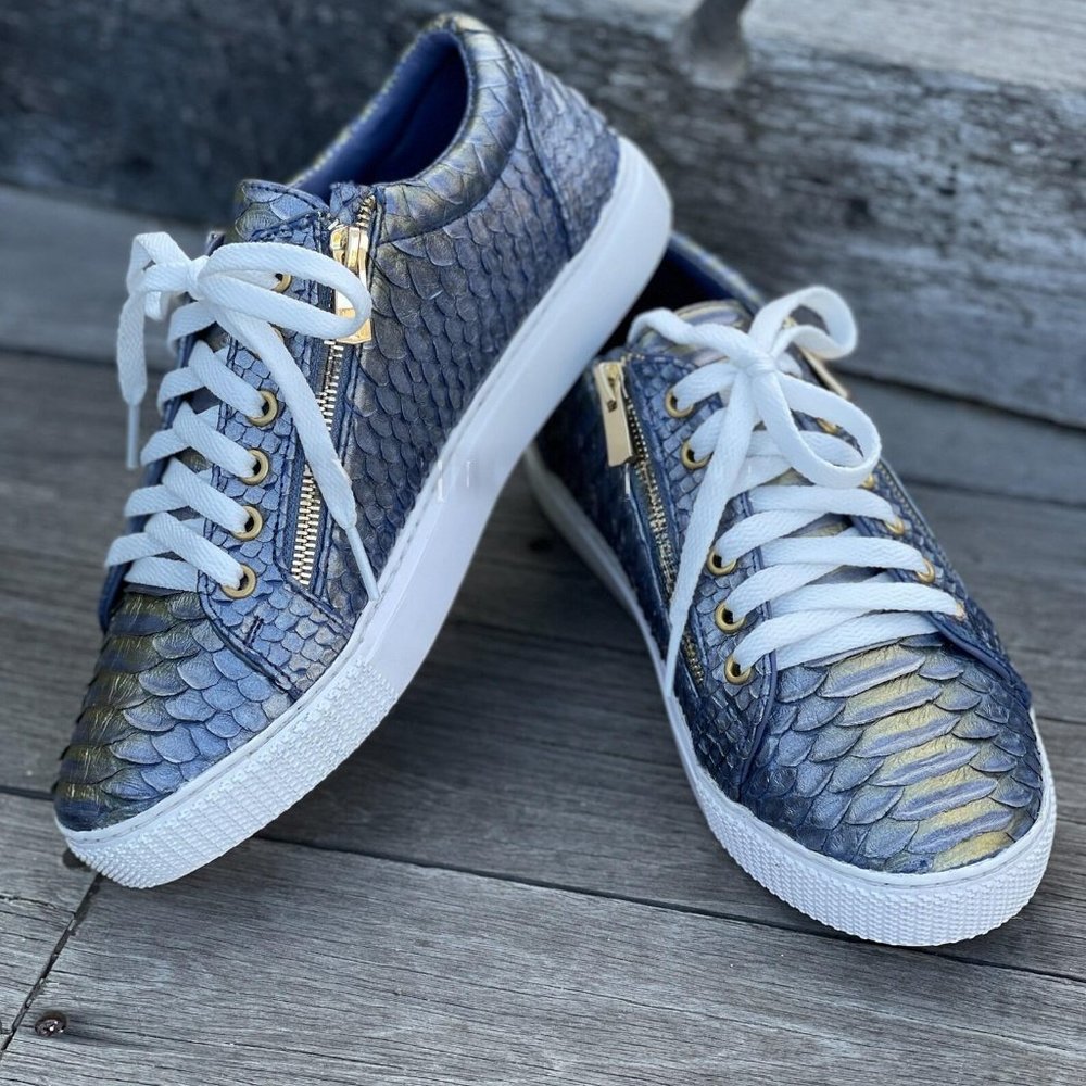 Snake Skin Sneakers with Zippers